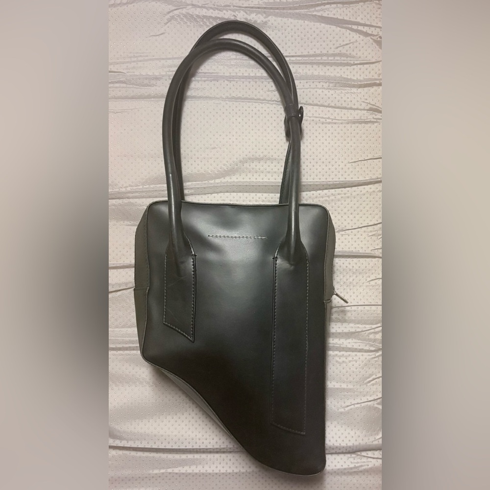 MM6 Maison Margiela Black Leather Trois Bag.